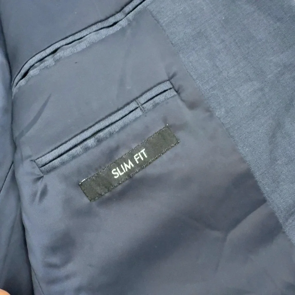 Jos A Bank Suit Jacket Mens 42R Blue Wool Slim Fit Traveler Professional Classic